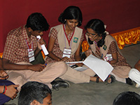 Students using the tablet